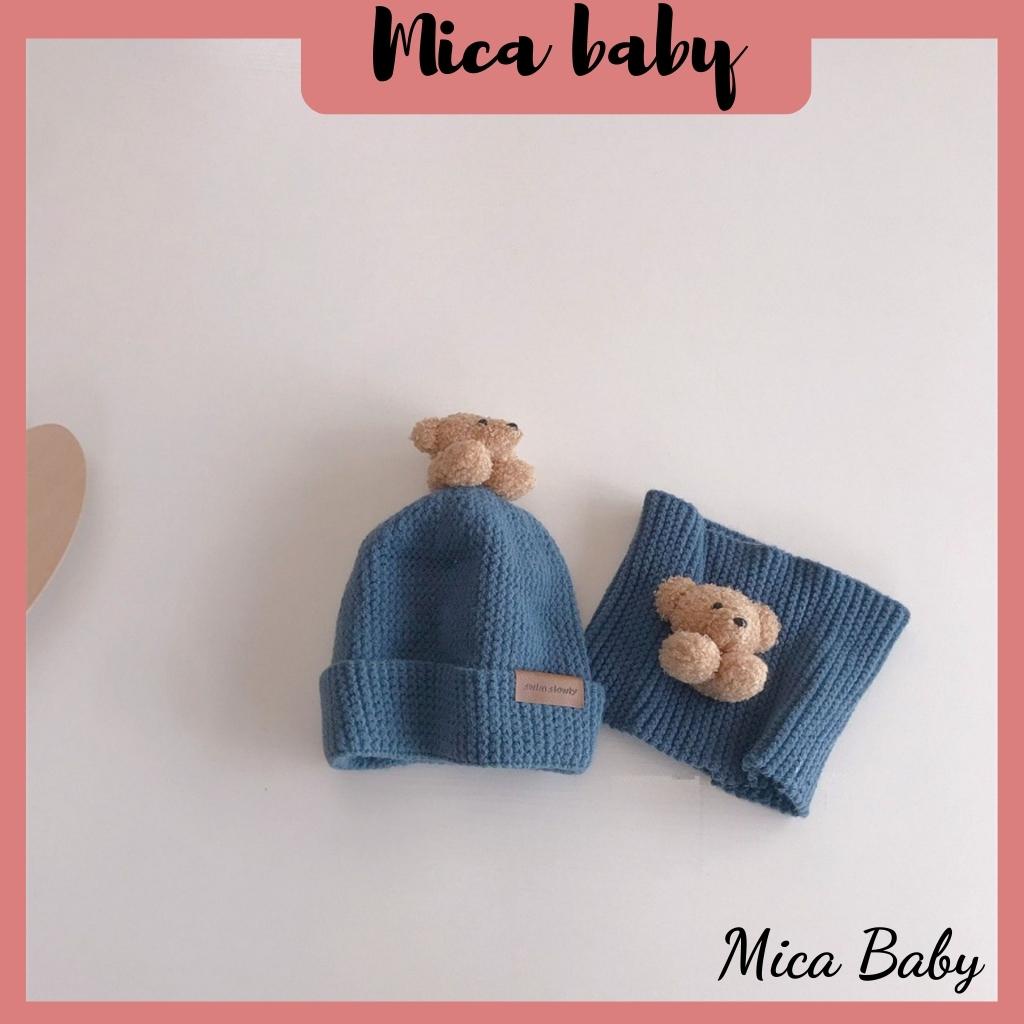 Set mũ + khăn gấu bông ấm áp, xinh xắn cho bé từ 1-5 tuổi Mica baby ML40