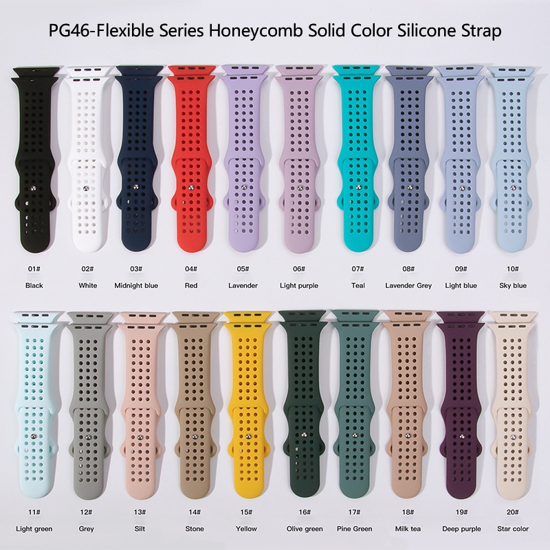 Dây Đeo Silicone Thoáng Khí Cho Đồng Hồ Thông Minh Apple Watch 45mm 41mm 44mm 40mm 42mm 38mm iWatch 7 se 5 4 3 2