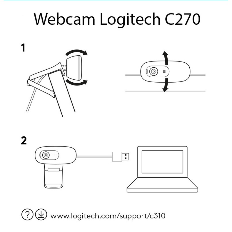 Webcam Logitech C270 HD micro khử tiếng ồn, nghe gọi video học trực tuyến livestream