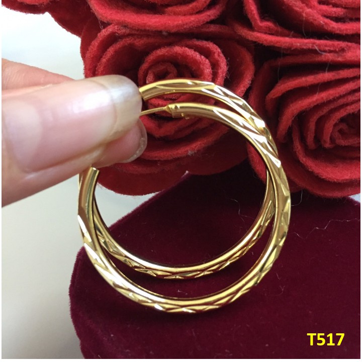 Bông Tai Nữ T517 Khong Tròn To mạ Vàng T517 Namoo Jewelry