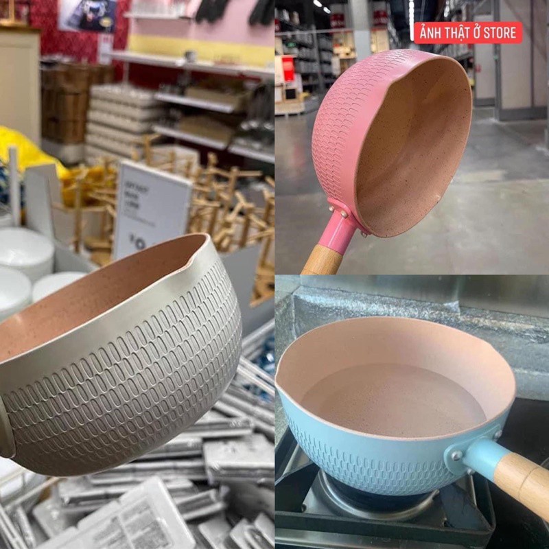 Chảo chống dính sâu lòng cán gỗ chắc chắn size 18cm - dùng cho tất cả các loại bếp mẫu mới