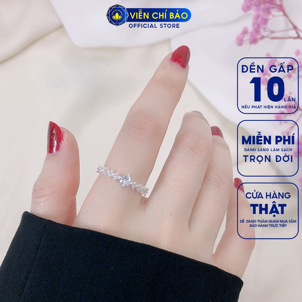 Nhẫn bạc nữ viền đính đá chất liệu bạc S925 thời trang phụ kiện trang sức nữ thương hiệu Viễn Chí Bảo N400345