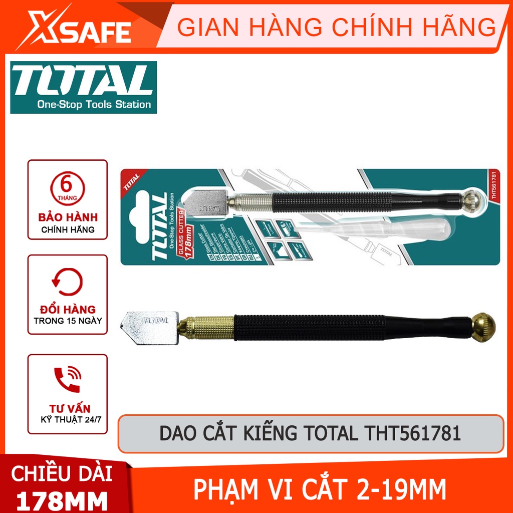 Dao cắt kính TOTAL THT561781 Bút cắt kiếng 178mm, hợp kim cao cấp chống rỉ sét lưỡi dao sắc bén - Chính hãng [XSAFE]