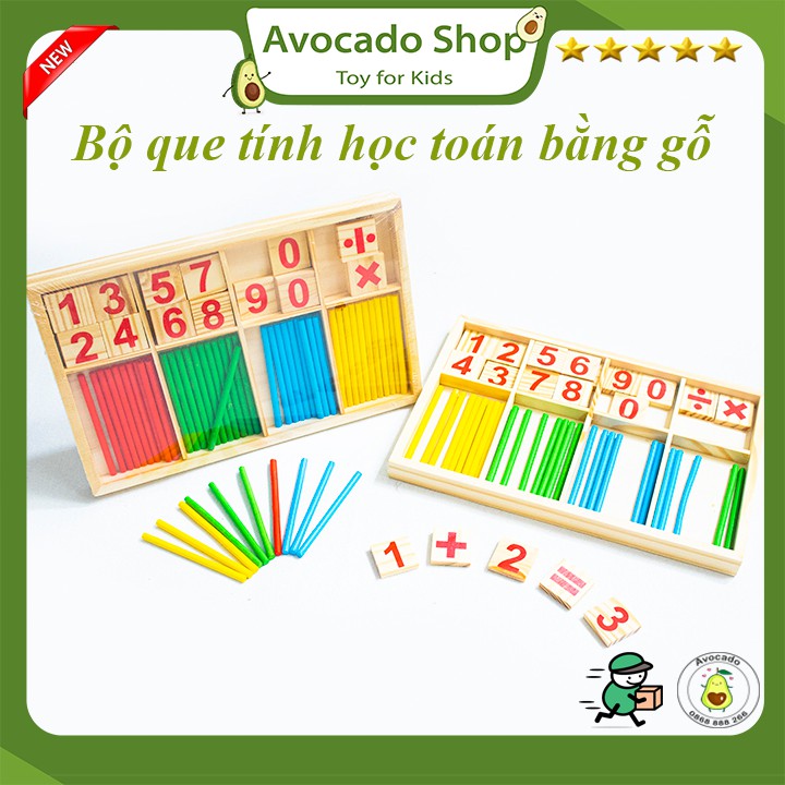 Bộ que tính học toán bằng gỗ cho bé