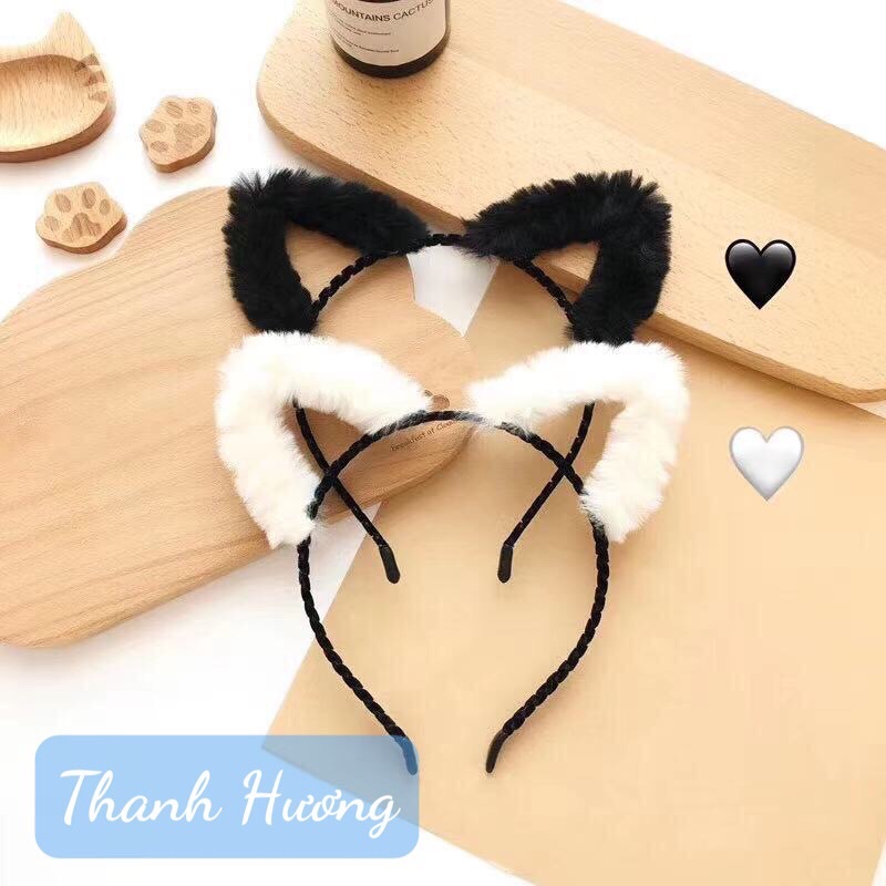 Bờm mèo đen trắng lông quấn tai dễ thương nữ tính phong cách hàn quốc BabyShin