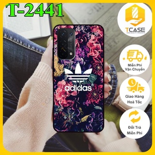 Ốp lưng nhám chống sốc dành cho Oppo A74 5G  in hình Adidas và hoa