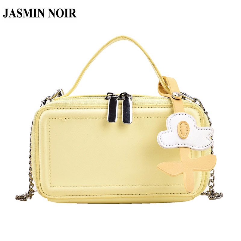Túi Xách JASMIN NOIR Da PU Hình Hộp Phối Dây Xích Thời Trang Dành Cho Nữ