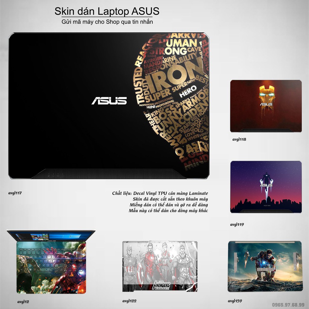 Skin dán Laptop Asus in hình Avenger _nhiều mẫu 3 (inbox mã máy cho Shop)