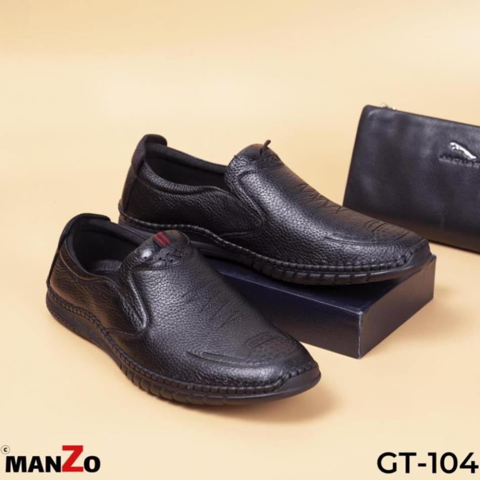 [Sale 3/3][DA BÒ THẬT] Đen & Nâu - Giày lười da mềm mang rất êm chân - Bảo hành 12 tháng - Manzo store - GT 104 -x13