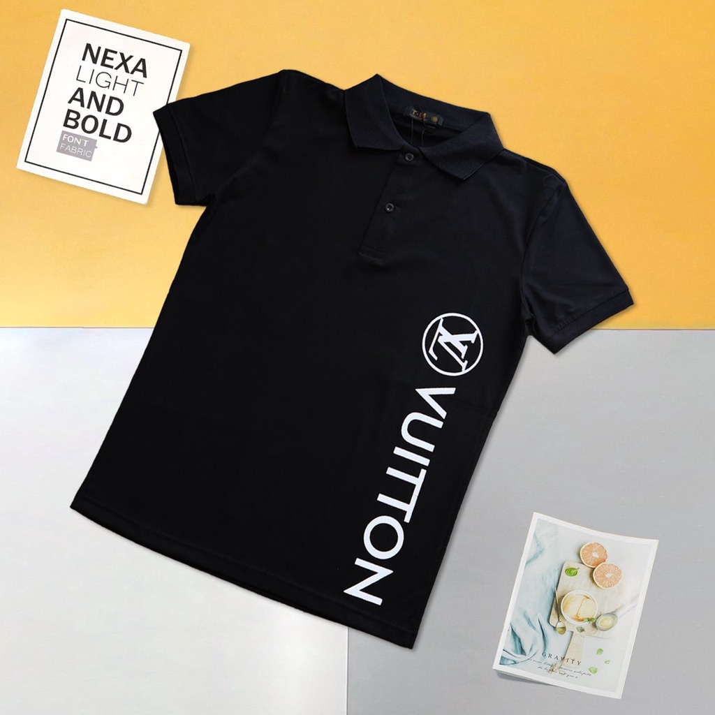 Áo thun nam ngắn tay POLO in chữ phối tay basic đơn giản vải cotton giãn bốn chiều tay ngắn VBSHOP0034