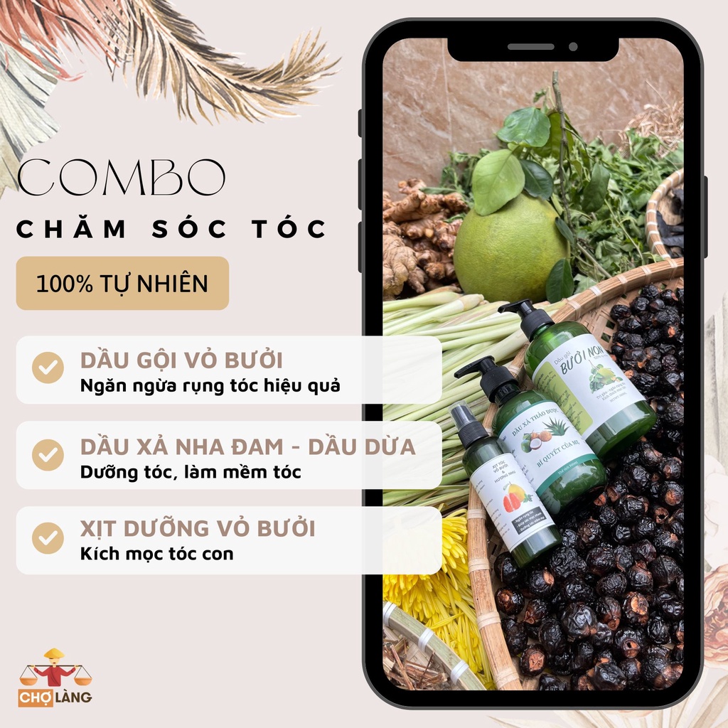 Combo Dầu Gội Thảo Dược Ngăn Rụng Tóc [Nguyên Chất Nhà Làm]