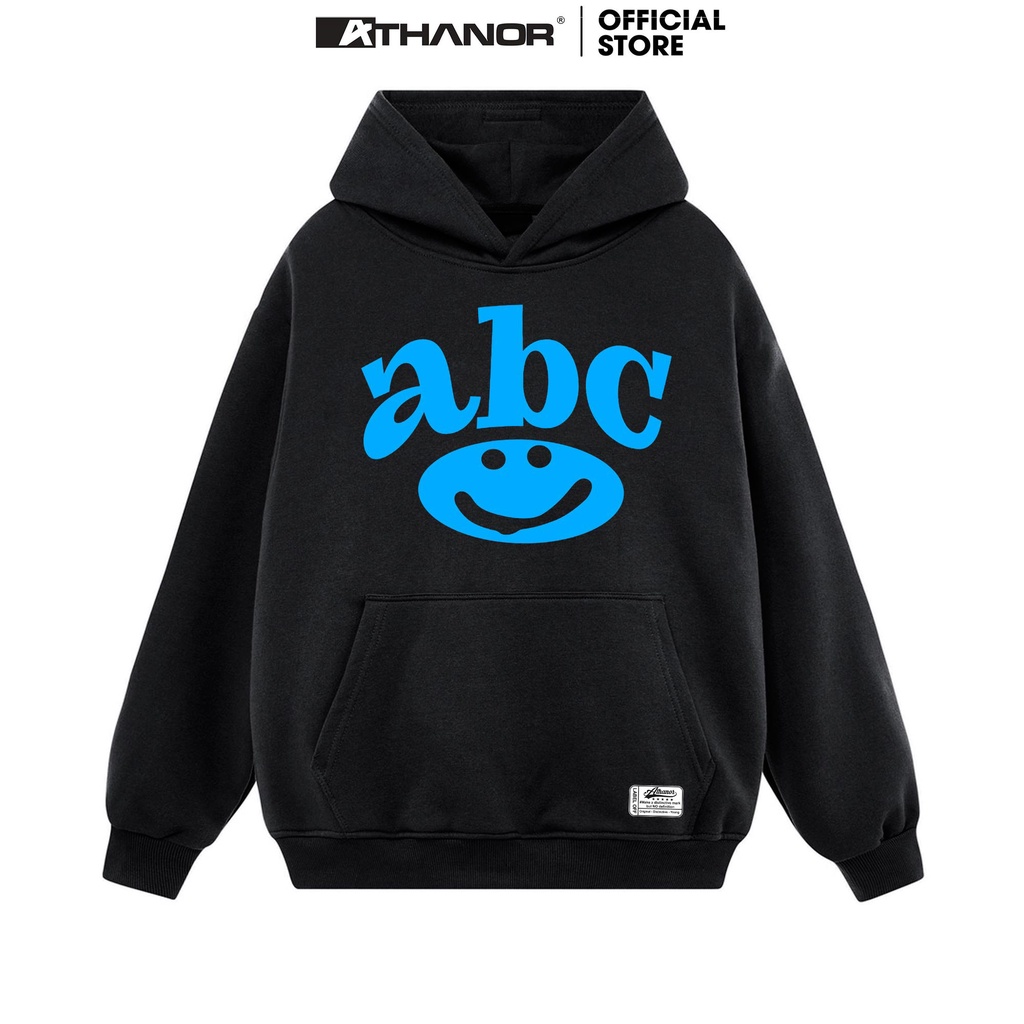 Áo khoác hoodie ATHANOR chất nỉ bông dày cotton 100% form rộng tay bồng mẫu ABC mặt cười