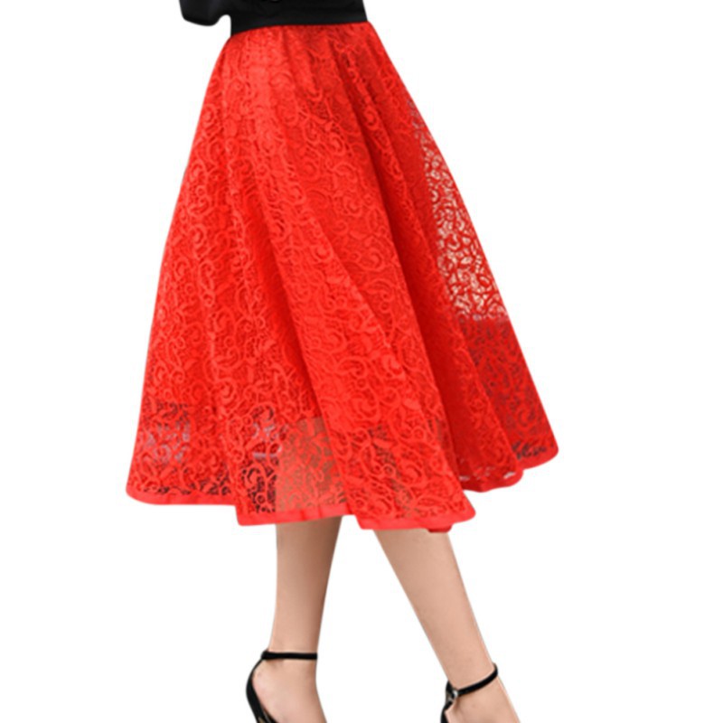 Chân váy chữ A đắp ren hoa vintage cho nữ | BigBuy360 - bigbuy360.vn