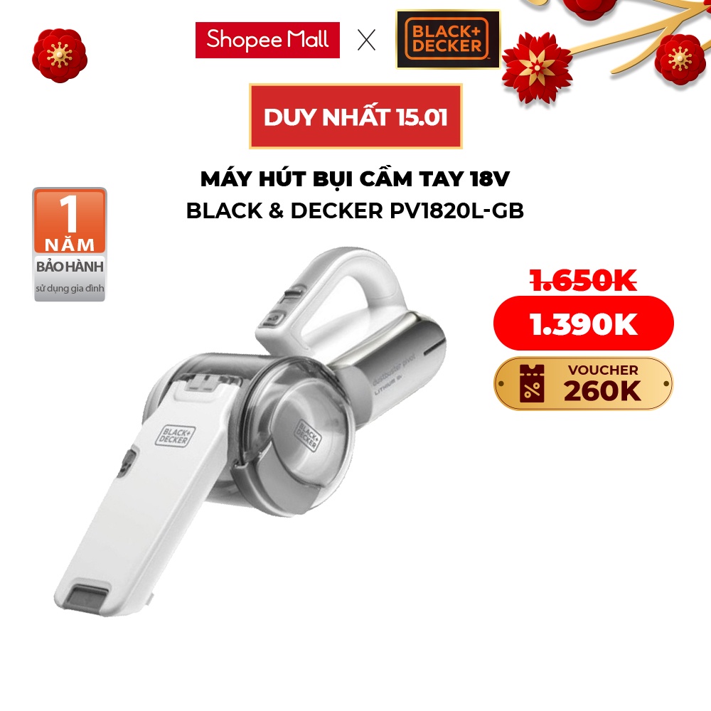 [NHẬP STANSB651 GIẢM CÒN 999K] Máy hút bụi cầm tay 18V Black &amp; Decker PV1820L-GB