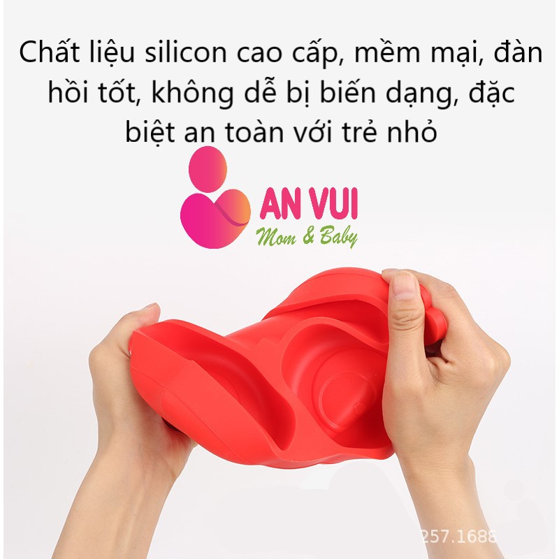 [Silicon Cao Cấp] Khay Ăn Dặm Cao Cấp Hình Cú Mèo, Đế Hút Chân Không Chống Rơi Lật Đổ, An Toàn Cho Bé - Anvuistore