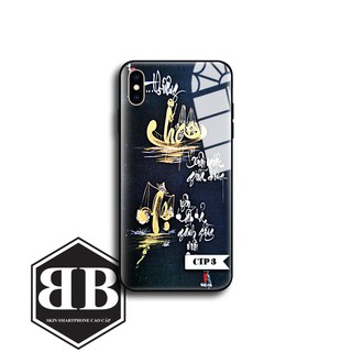 Ốp lưng kính cường lực iphone XS hình chữ thư pháp