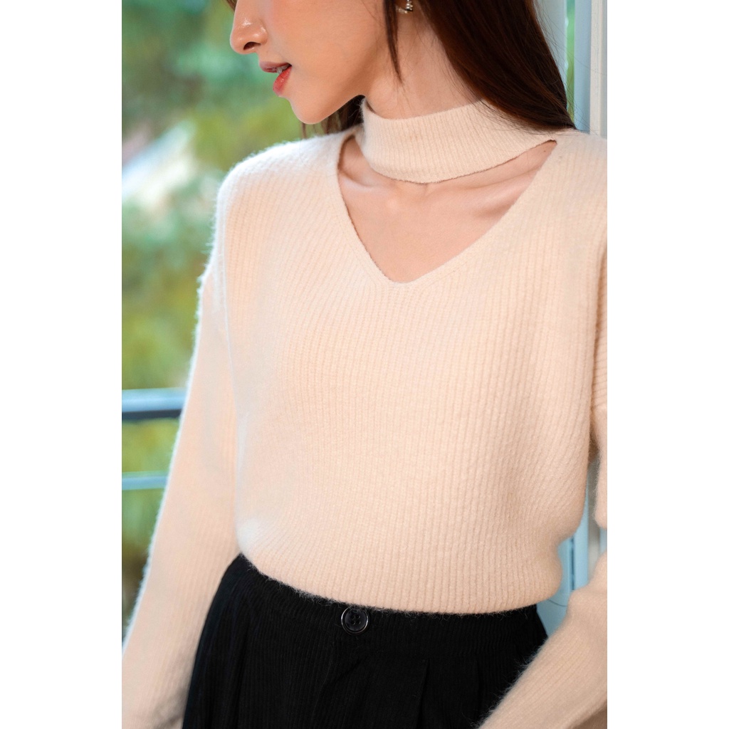 Len gân cổ V choker tay bo gân TIINSTORE G21140 | BigBuy360 - bigbuy360.vn
