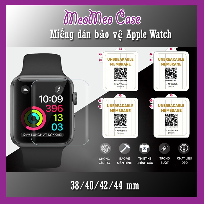 Miếng dán dẻo ppf bảo vệ màn hình Apple Watch đủ size 38/40/42/44mm - MeoMeoCase