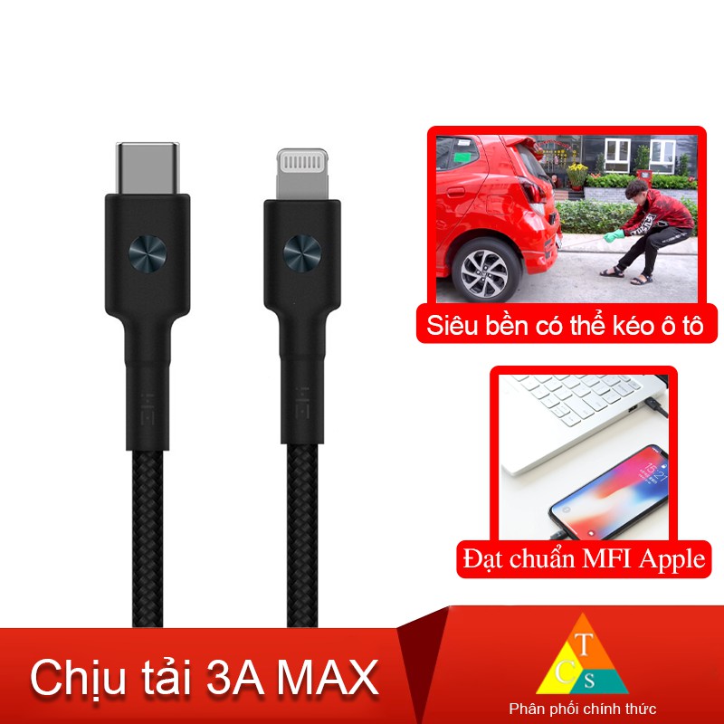 Cáp sạc nhanh PD chuẩn MFI type C to Lightning ZMI | BH 1 THÁNG