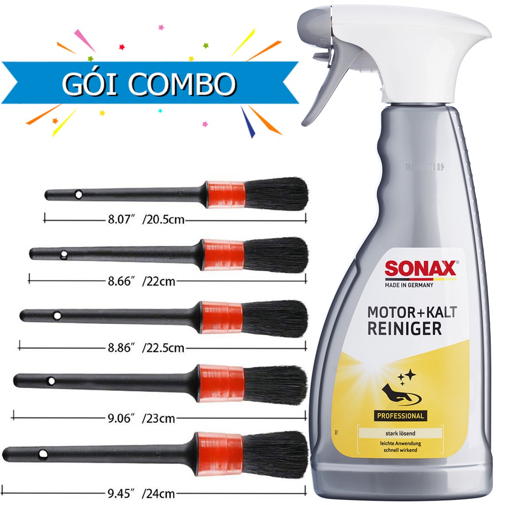 Combo Dung Dịch Làm Sạch Khoang Máy Sonax Và Bộ 5 Chổi Cọ Vệ Sinh.