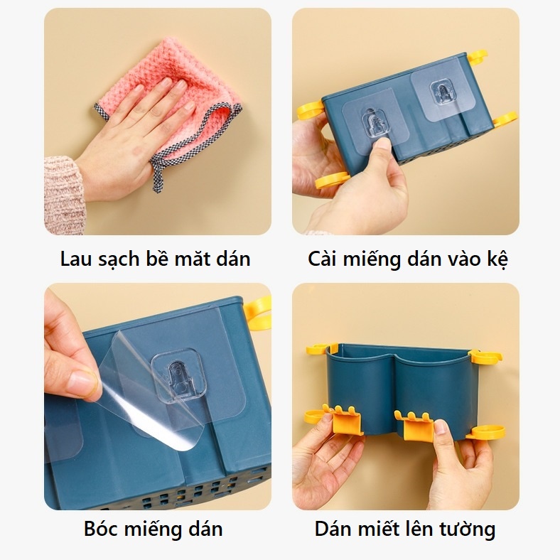 Kệ để kem đánh răng và bàn chải dán tường nhà tắm, Giá treo bàn chải đánh răng tiện lợi