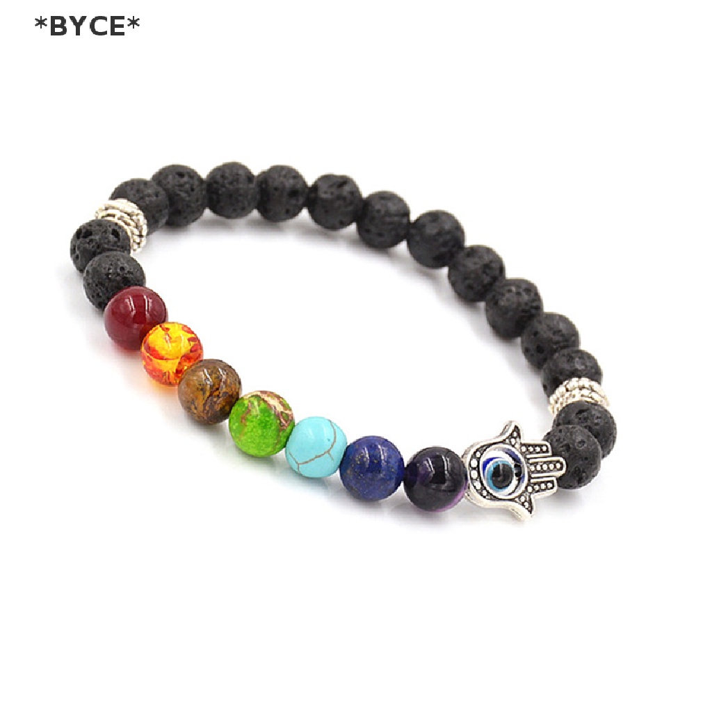 [BYCE] Vòng Tay Đá Chakra Đá Lava Pha Lê Cân Bằng Chữa Bệnh [Hot]