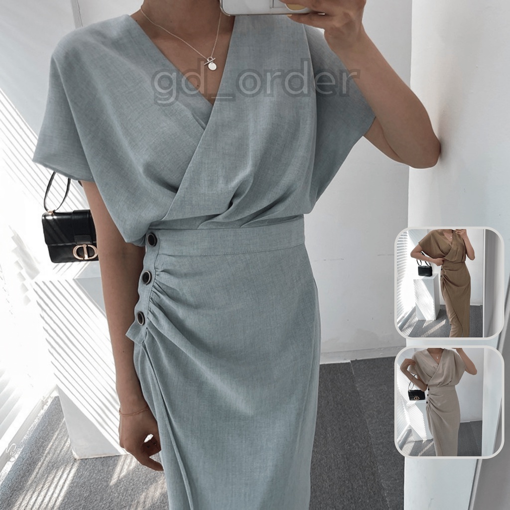 D53|Đầm hàn quốc công sở thiết kế xếp ly dài đẹp sang trọng, đơn giản gd_order