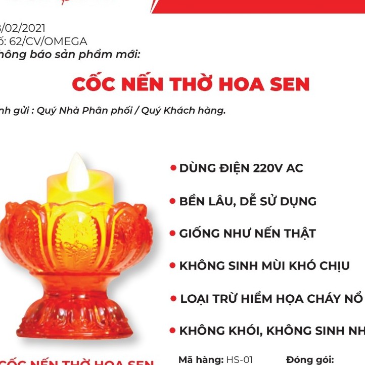 Cốc nến thờ hoa sen cao cấp bằng đèn led không lo tắt nến ít hao điện