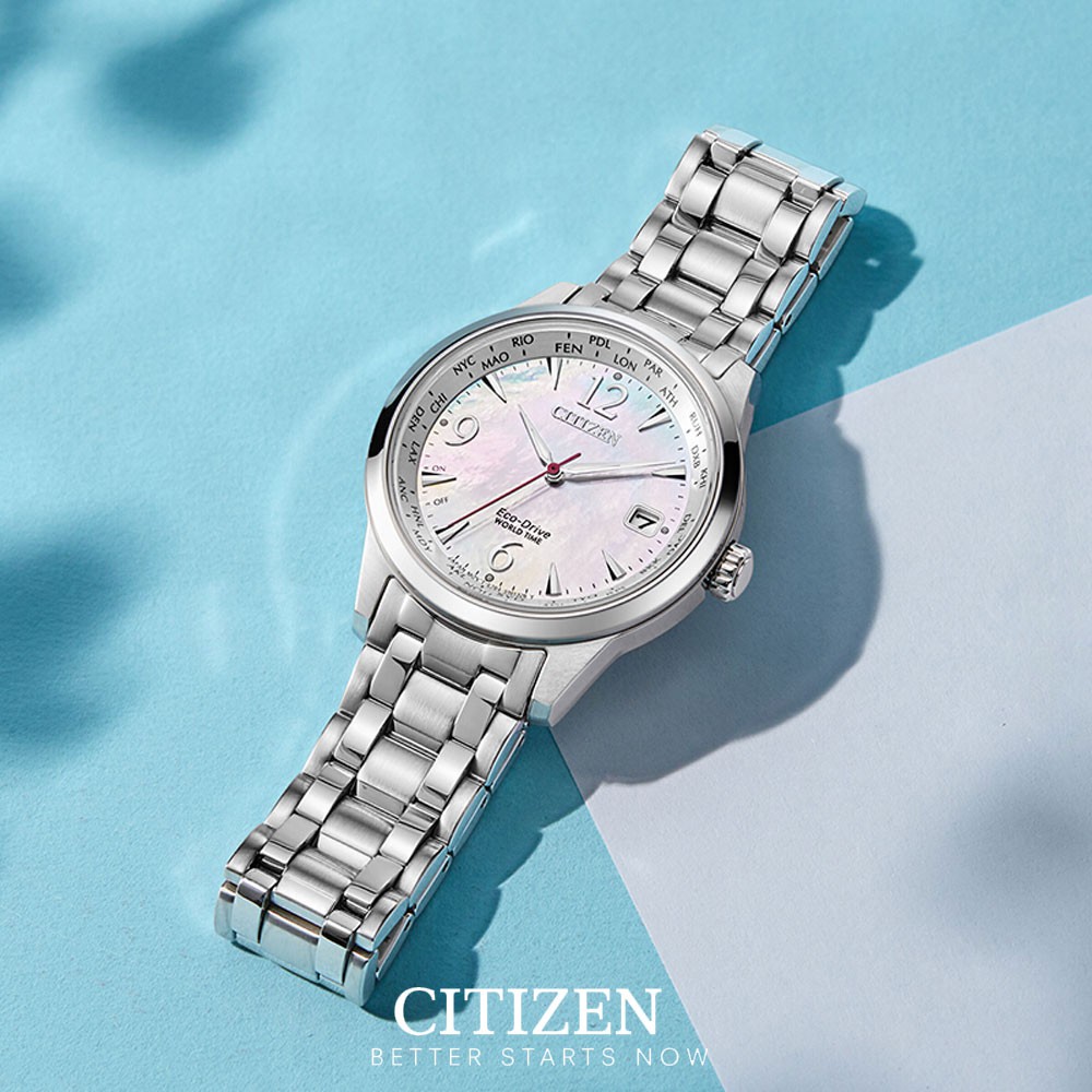 Đồng Hồ Nữ Citizen Đa Chức Năng Dây Thép Không Gỉ FC8001-87D - Mặt Xà Cừ