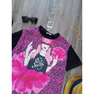 áo thun thái unisex bigsize[da beo hồng KY35