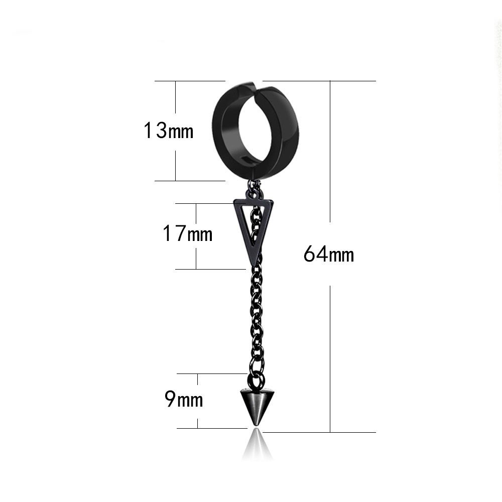 Khuyên Tai Dạng Kẹp Phối Mặt Hình Tam Giác Bằng Thép Titan Thời Trang Hàn Quốc Cho Nam Và Nữ