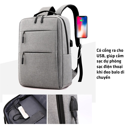 Balo Laptop Nam Nữ, Cặp Đựng Máy Tính Cá Nhân Kích Thước 15.6 inch Có Cổng USB Đẹp Và Chống Sốc Giá Rẻ - T2