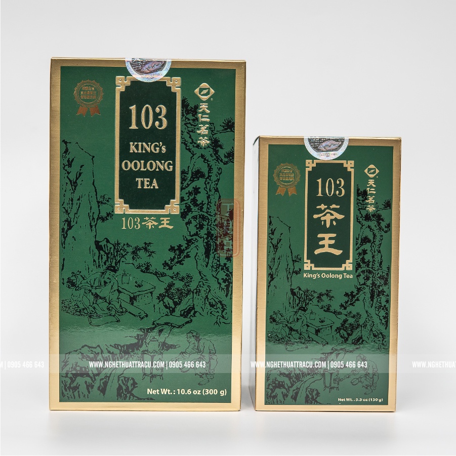 Trà Vương TenRen, King's Oolong Tea 103, bao gồm hộp và hũ thiếc đựng trà, khối lượng 150g, 300g