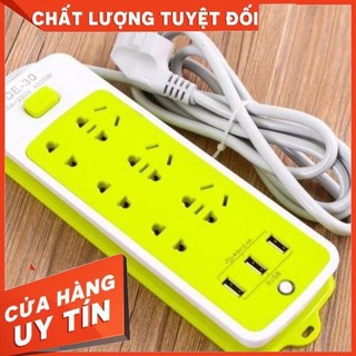 Ổ cắm điện xanh đa năng - Ổ cắm điện đa năng xanh 6 ổ cắm - Ổ cắm điện xanh đa năng kèm 3 cổng USB