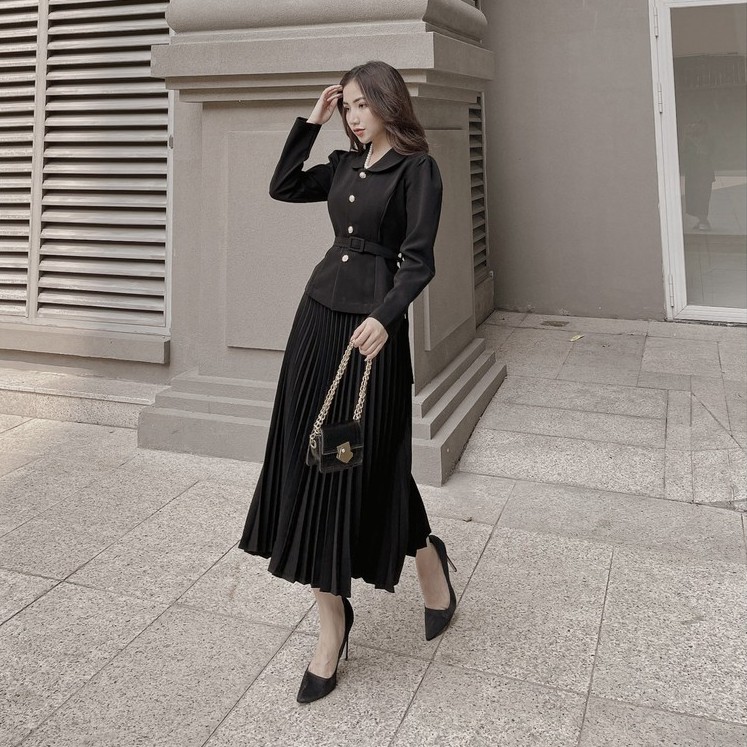 Set vest dập li thanh lịch