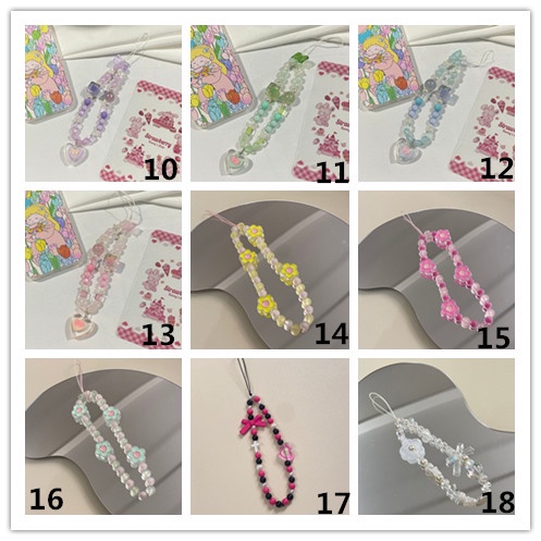 Dây Đeo Điện Thoại Xâu Hạt Acrylic Nhiều Màu Hình Hoa Tulip Hoạt Hình Chống Thất Lạc