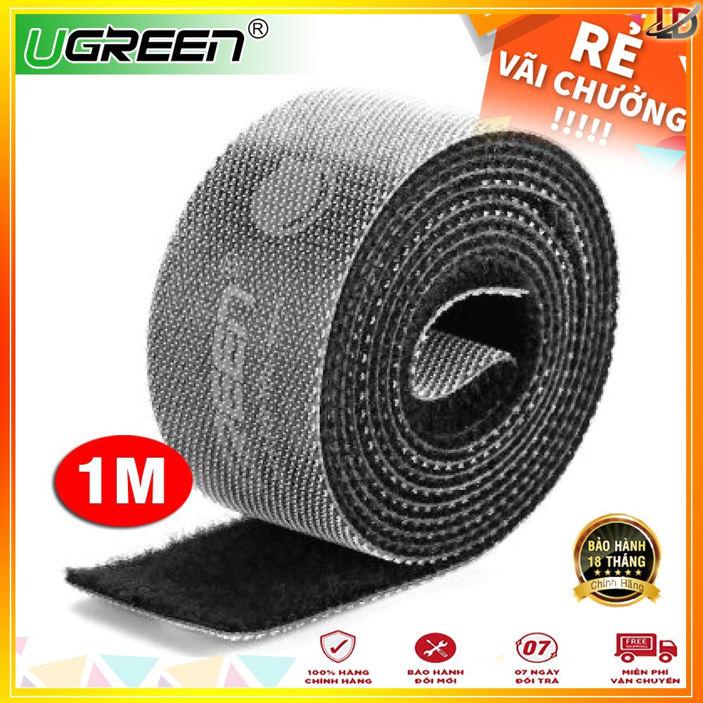 Dây dán Velcro tiện dụng đa năng màu xám dài 1m UGREEN 40353