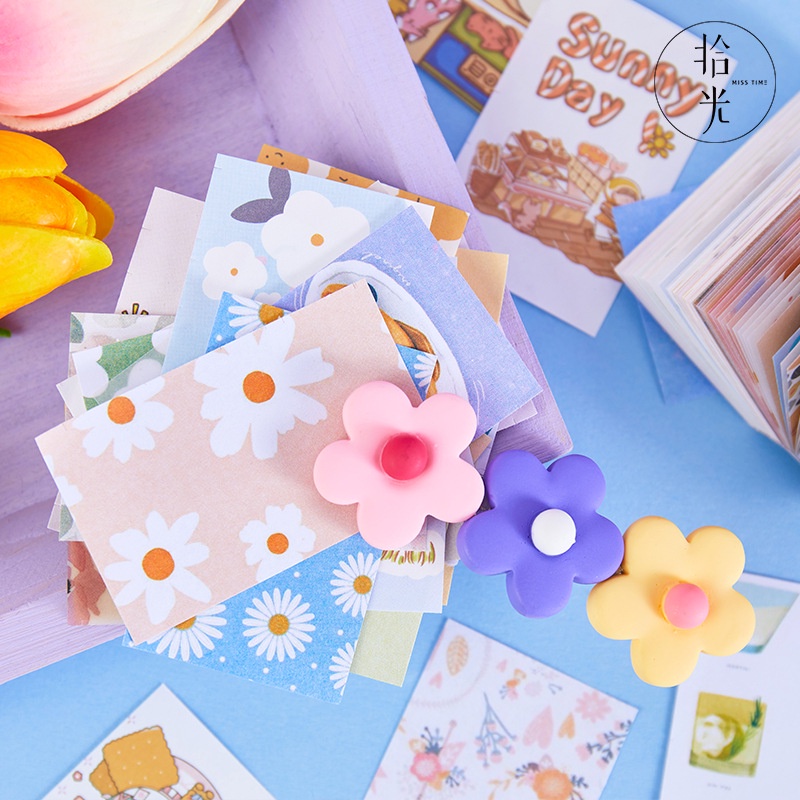 Set 200 miếng dán trang trí sổ tay/nhật ký/nhật ký hình hoa nở DIY