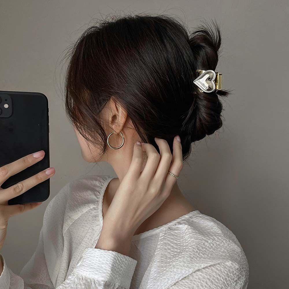 Kẹp Tóc Càng Cua Nhỏ Cố Định Tóc Đuôi Ngựa Retro Hình Trái Tim Cao Cấp WMES15H Cho Nữ