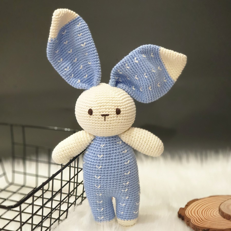 Gấu bông móc len Amigurumi cao cấp Amiu Việt Nam - Thỏ Thêu, quà tặng đồ chơi nhồi bông cho bé - SP000052