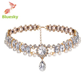 Vòng cổ choker đính đá pha lê hình giọt nước phong cách Bohemian dành cho nữ