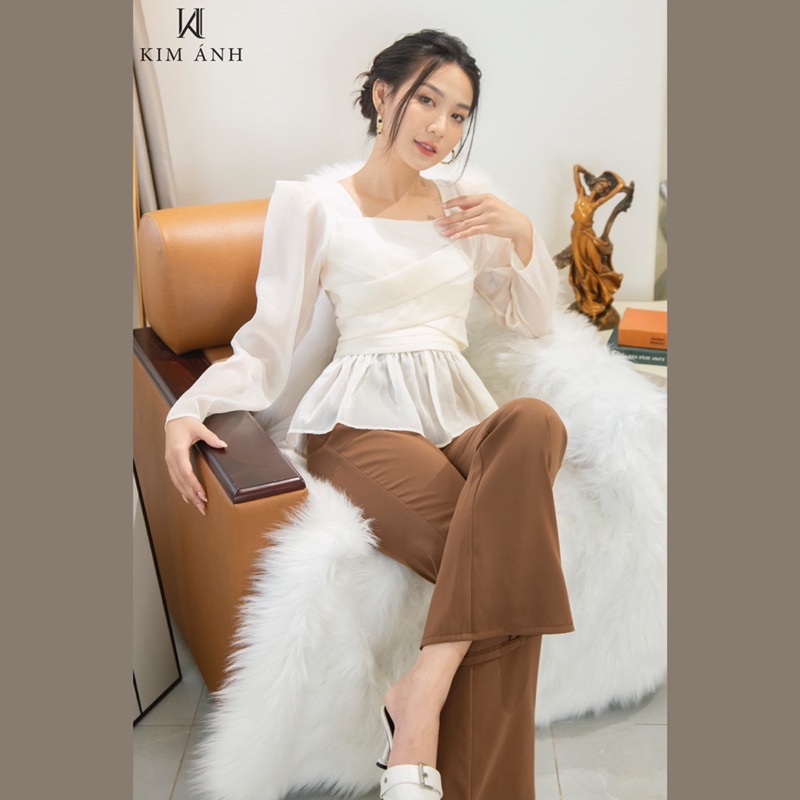 Áo Kiểu Thiết Kế Nữ, Áo Sơ Mi Nữ Công Sở Kim Ánh Anisa Top Tay Dài Thanh Lịch | BigBuy360 - bigbuy360.vn