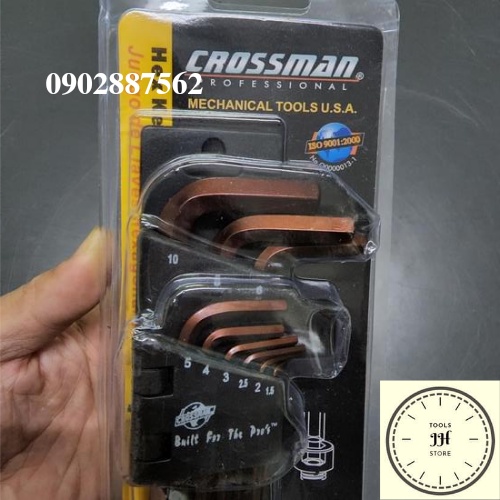 Bộ lục giác đầu bi 9 chi tiết crossman thép nâu hàng cao cấp