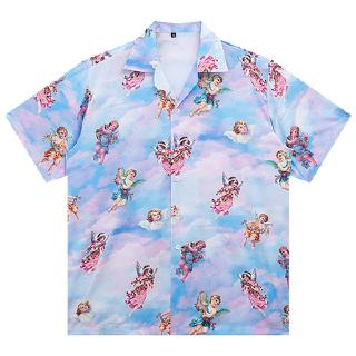 Áo Sơ Mi Tay Ngắn In Hình Thiên Thần Phong Cách Hawaii Dành Cho Nam