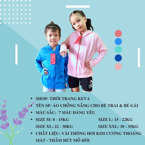 [THOẢI MÁI VUI CHƠI] Áo Chống Nắng Cho Bé Gái Bé Trai Trẻ Em Keva đủ Size Thoáng Mát Chống UV