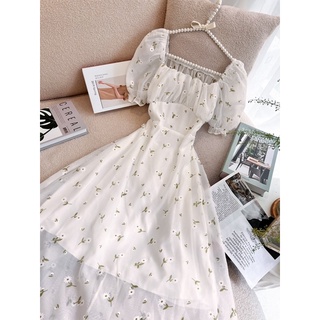 Váy hoa tay ngắn xếp ly( Sẵn tại shop)