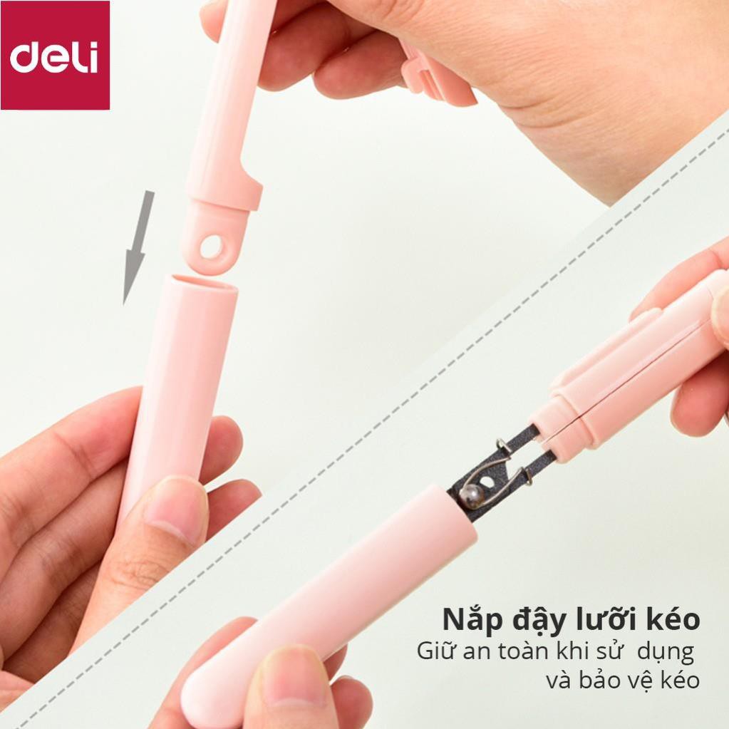 Kéo tiện lợi 105mm Deli - có khóa an toàn - 77761 [Deli]