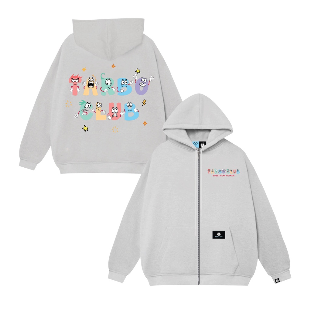 ÁO KHOÁC TARBO.CLUB - HOODEI ZIP NAUGHTY DÀNH CHO NAM NỮ-ÁO HOODEI NỈ - KHOÁC ZIP DAY KÉO LOCAL BRAN