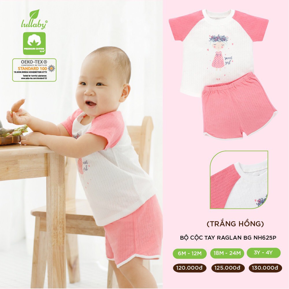 [Lullaby] Bộ Lullaby sale cộc tay Raglan bé trai/gái [NH624P-NH625P] (Sz 6m-4y)