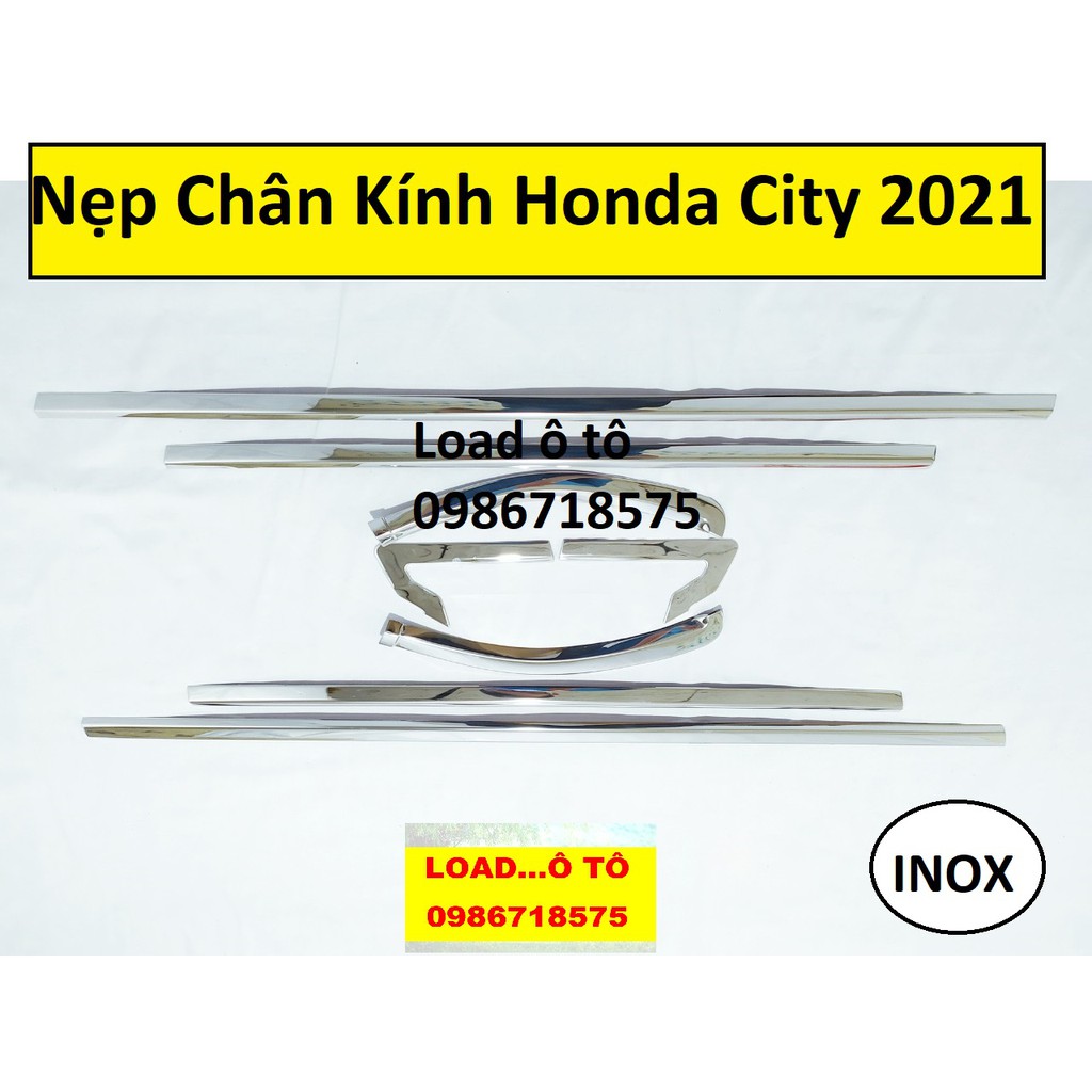 Nẹp Chân Kính Honda City 2022-2021 Inox, Có Sẵn Keo Dán 3M